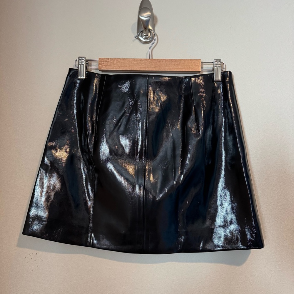 J. Crew Collection Faux Patent Leather Wrap Mini Skirt - Picture 6 of 8